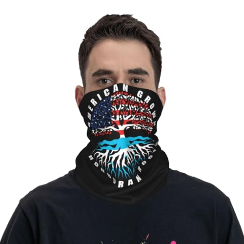 American Grown with Honduran Roots Honduras Flag Neck Gaiter Balaclava Face Mask for Men Women Patriotic Design Seamless Bandana Cover Scarf Headwear Headband Head Wrap White2
