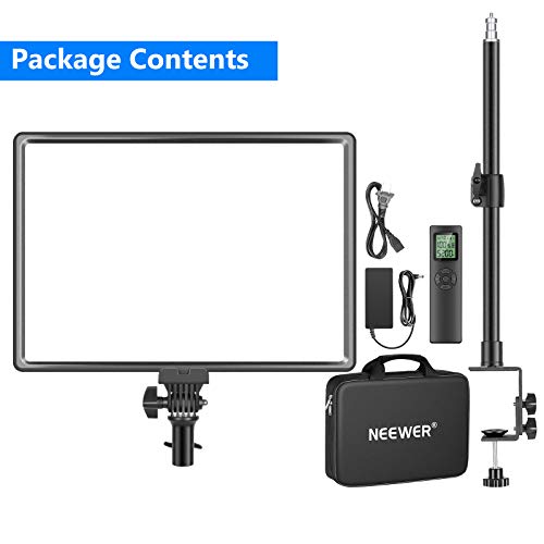 Neewer Desk Mount Led Video Light With C-Clamp Stand And 2.4G Remote Kit: Dimmable Bi-Color 18" Led Panel 3200K-5600K 45W 4800Lux Cri 97+ Light For Photography Youtube Game Video Shooting Live Stream #TOP7