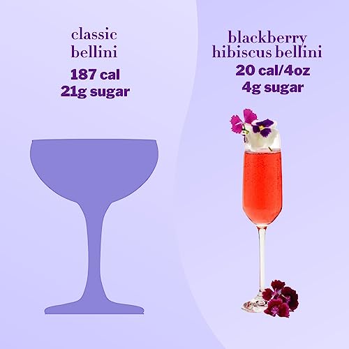 Mingle Mocktails Non Alcoholic Cocktails | Blackberry Hibiscus Bellini (6 Pack 750ml Bottles)