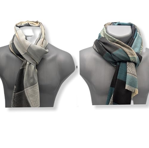 Bufanda para hombre gris-verde de tamaño grande estilo Coppia di Sciarpe 4
