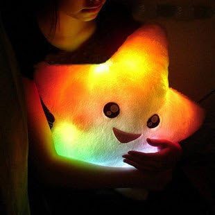 MOACC Smile Star Design Color Changing LED Light Toss Thrown Pillow White