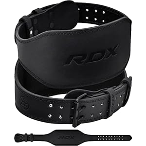 RDX Weight Lifting Belt Gym Fitness, Cowhide Leather, 4” 6” Padded Lumbar Back Support, 10 Adjustable Holes, Powerlifting Bodybuilding Deadlifts Squats Exercise Workout, Strength Training Equipment