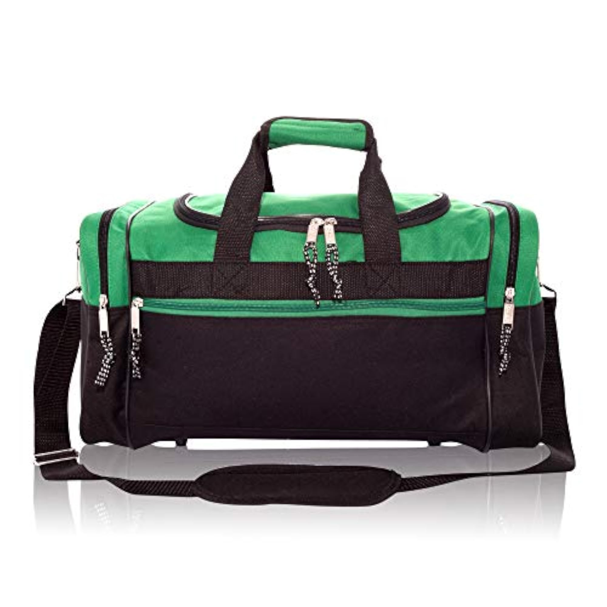 17" Durable Green Duffle Bag, Travel Size Sports Gym Bag