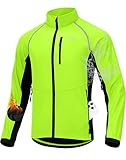 Men's Winter Cycling Jackets Thermal Warm Water Resistant Bike Running Windproof Fleece Cold Weather Mountain Biking Bicycle Riding Gear(Fluorescent Yellow/Black,XL)