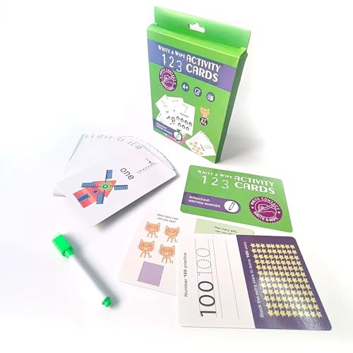 Image of Adora Reusable Wipe and Clean Card Book Activity : Write and Practice Number 1-100 | Includes Marker & 27 Pcs Cards