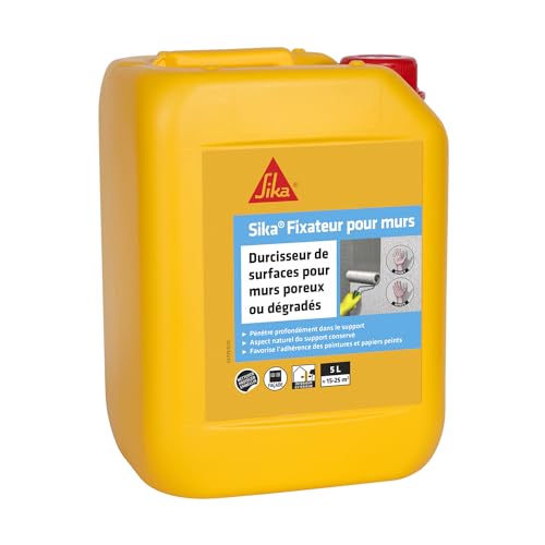 SIKA - SIKA - Durcisseur de surfaces, antipoussière, sur murs poreux - Sixa Fixateur pour murs, Blanc - Intérieur/Extérieur - Favorise l'adhérence des peintures et des papiers peints - 5L - -11%
