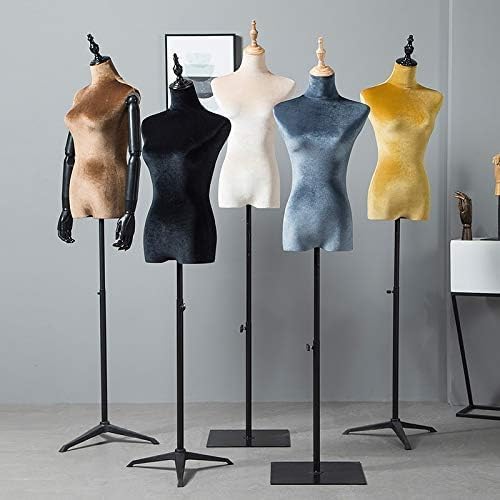 SDdPulse Manichino femminile con supporto in metallo nero, altezza regolabile, modello appuntabile per pantaloni, abbigliamento e abiti, nero-M