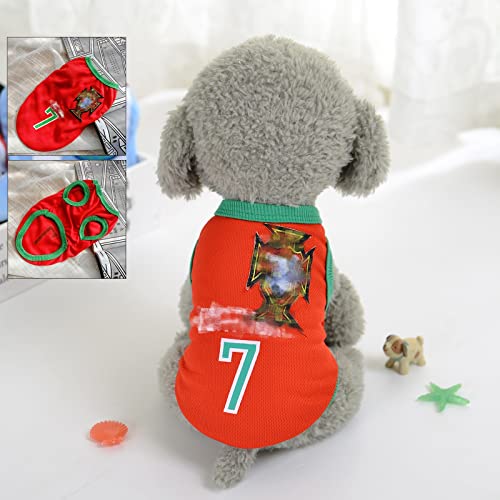 Dog Shirt Summer: Cute Dog Clothes For Small Dogs Girl Boy Dog Soccer Jersey Football Costumes Sports Dog Vest Bandana Set Breathable Soft Stretchy Medium Puppy Clothes Outfits #TOP1