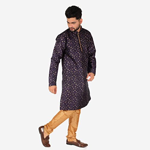 Image of Pro-Ethic Style Developer Men's & Boys Silk Floral Baap Beta Kurta Pajama Set | Father Son Matching Dresses | | (B-111)