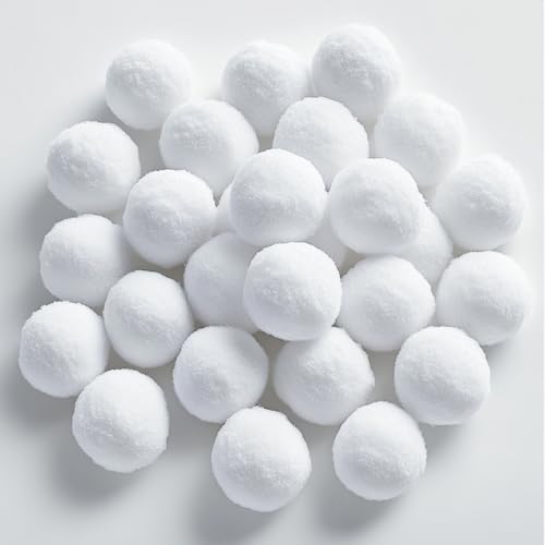 Palle di Neve Artificiali Realistiche in Peluche Bianco (24 pezzi)