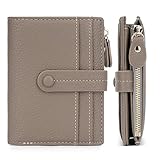 sonluk GeldböRse Damen Kleinmit RFID Blockierung Portemonnaie Damen PU Leder Zip Brieftasche Kreditkartenhalter Für Damen, A18-gris, Casual