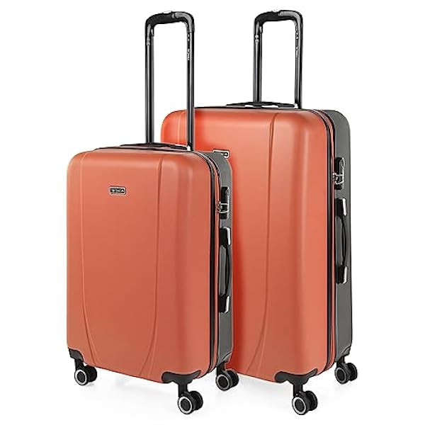 ITACA - Set valigie - Set Valigie Rigide Offerte. Valigia Grande Rigida, Valigia Media Rigida e Bagaglio a Mano. Set di Valigie con Lucchetto Combinazione TSA 71116, Corallo-Antracite