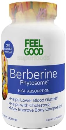 Feel Good Superfoods Berberine Phytosome, 120 Vegan Capsules + Dri Store Sticker.