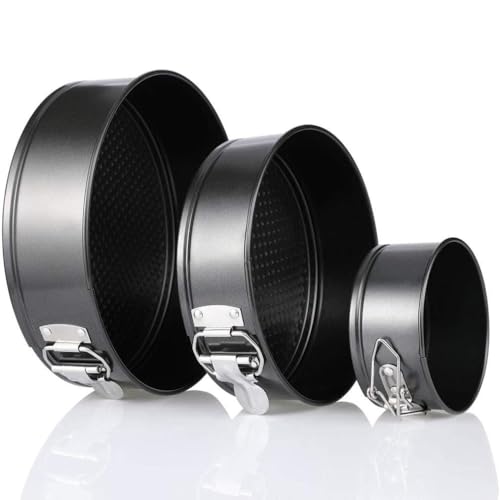eMKay® 3 PIECE SPRINGFORM Cake TIN Set 18/22/26CM | Non Stick Round Cake Baking Pans | Carbon Steel Leakproof Cake Moulds | Oven Safe BAKEWARE Set | Cheesecake & Dessert TINS - Image 3