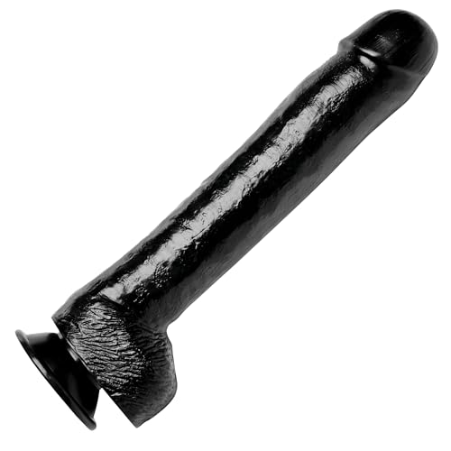 Master Series The 16.25 Inch Colossus Dildo with Suction Cup Base, Extra Large Lifelike and Realistic Thick Toy for Women, Men, and Adult Couples, Made with Flexible and Firm PVC Material, Black