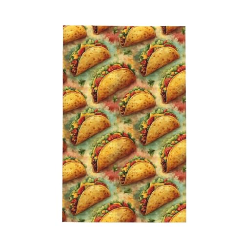 Pioyoku Taco (2) Pattern Waffle Kitchen Towels Absorbent Quick Dry Oil Resistant Dishcloths 16x26in