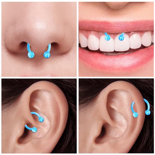 Mayhoop 16G Stainless Steel Horseshoe Nose Septum Rings Piercing Jewelry Cartilage Helix Tragus Earring Hoop Lip Horseshoe Piercing Retainer for Women Men 8mm by Mayhoop - Used condition - Image 4