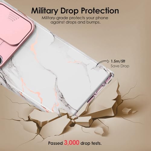 SHEDEER Samsung S23 Ultra Case with Slide Camera Cover Samsung Galaxy S23 Ultra Case Stylish Chic Shiny S23 Ultra Case Shockproof Scratch-Resistant Slim Lightweight S23 Ultra Phone Case 6.8'' Marble