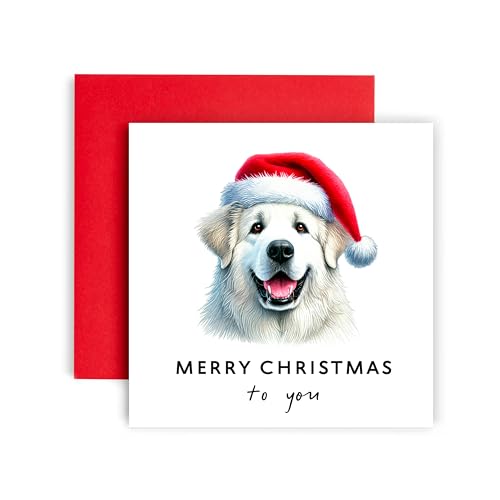 Huxters Great Pyrenees Christmas Card - Merry Christmas to Dog Mum & Dad - From Dog to Friends & Family