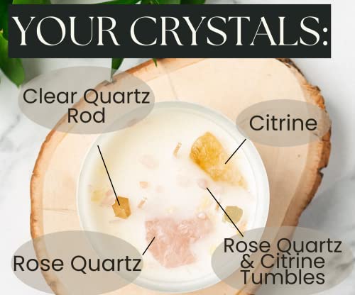 Healing Crystal Candle - 12Oz Soy Candle With Crystals Inside. Manifestation Aromatherapy Candle, Spiritual Gifts For Women. Crystals And Healing Stones, Self Love Three Wick Zodiac Astrology Candles #TOP3