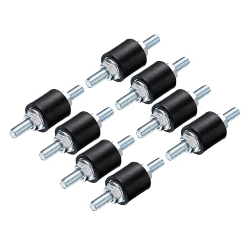 QUARKZMAN 8 Stück M5x15mm Gummipufferhalterungen mit Stiften 15x15mm männliche Vibrationsdämpfer verzinkte zylindrische Gewindehalterungen mit 16 Stück M5 Sicherungsmuttern