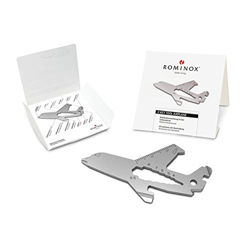 Les cadeaux : ROMINOX Key Tool // Avion, 18 fonctions, porte-clés avion/pilote Keytool, multi-outil en acier inoxydable avec description des fonctions, outil multifonctionnel, en voyage ou en vacances Cover