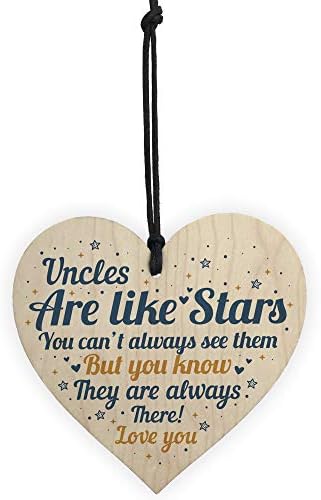 RED OCEAN Special Uncle Friend Gift For Birthday Christmas Handmade Wooden Heart Sign Thank You Gifts From Niece Nephew