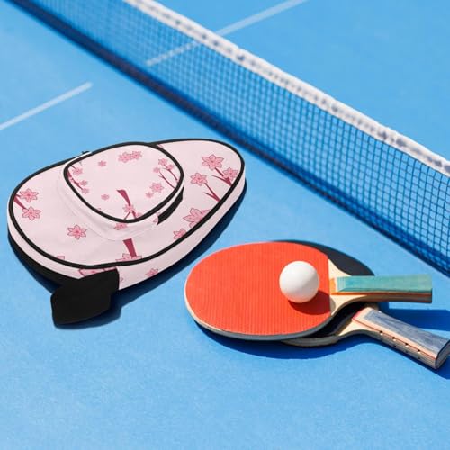 VAPOKF Table Tennis Bat Cover, Japanese Pink Cherry Blossom Ping Pong Paddle Bat Bag, Table Tennis Racket Case Paddle Bag with Pouch for 4-5 Balls - Image 5