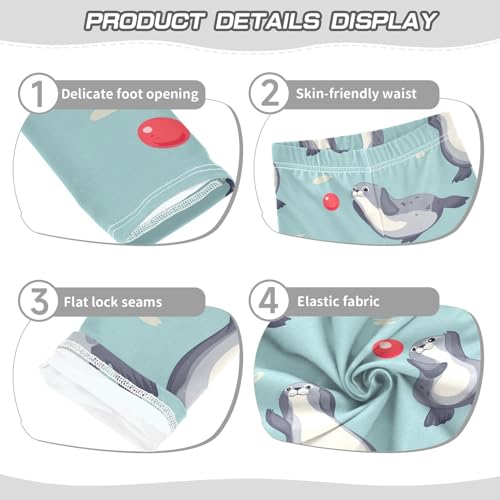 Seal Playing Ball Girls Leggings,Workout Leggings for Girls Toddler Athletic Legging Size for 3-10T3