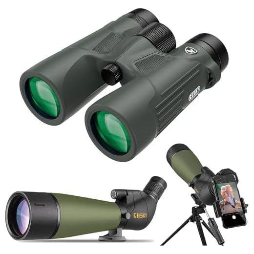 Gosky 10x42 HD Waterproof Binoculars for Adults (1pack) and Gosky 20-60x80 Spotting Scopes(1pack) with Universal Phone Adapter - High Power Telescopes for Bird Watching Safari Wildlife Scenery