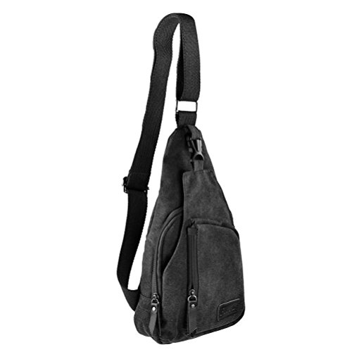 WINOMO Bolsa tiracolo masculina casual para esportes ao ar livre em lona - Tamanho G (Preta)