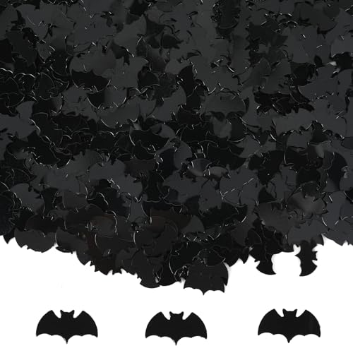 Halloween Confetti Glitter Table Decorations, Foil Metallic Sprinkles Black Bat Confetti Sequin Table Scatter for Halloween Trick or Treat Party Party Supplies Decorations
