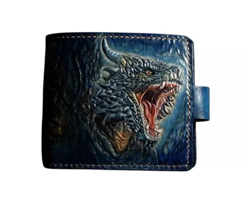 Dragon Wallet, Animal, Dragon War Wallet, 3D Genuine Leather Wallet, Carving Wallet, Bifold Wallet, Biker Wallet, Animal Wallet, Airbrush Art, Custom wallet, Tooled Wallet, A