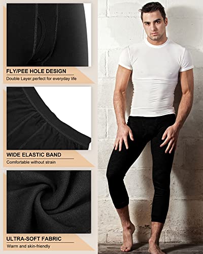 4 Pcs Lightweight Men's Thermal Underwear Pants Warm Long Johns Leggings Base Layers Bottoms Winter (Black Gray, X-Large) #TOP2