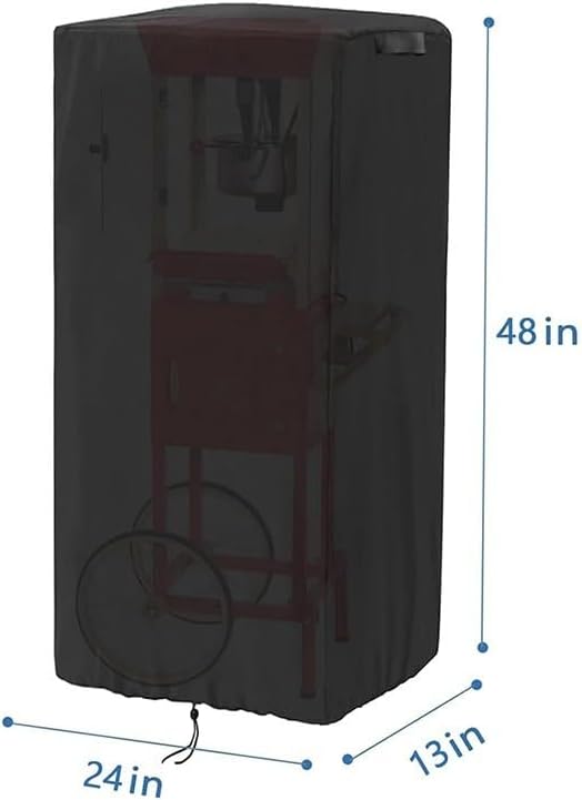 Popcorn machine cart dust cover with waterproof design, made from tough 420D Oxford fabric to protect from rain, dust, and particles in outdoor and indoor use (24 * 13 * 48in)