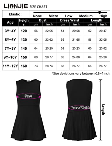 Lionjie Girls Sleeveless Tennis Golf Sport Dress Outfit Athletic Pleated Skirt Sets With Built-In Shorts Pockets 9-10 Years Black #TOP5