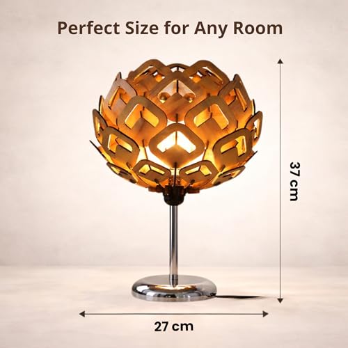 Image of Handcrafted Wooden Table Lamp, Minimalist Lighting for Bedroom, Living Room, Office, Compatible with LED Bulbs E27 (toyaja)
