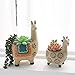 LA JOLIE MUSE Ceramic Animal Succulent Planter Pots - 6.1 + 4.5 inch Cute Alpaca/Llama & Goat Rough Pottery Unglazed Desktop Flower Plant Pots Indoor, Home Decor Gifts for Mom, Green