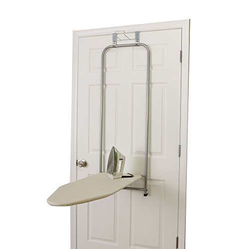 Household Essentials 144222 Over The Door Small Ironing Board With Iron Holder, Natural Cotton Cover #TOP5