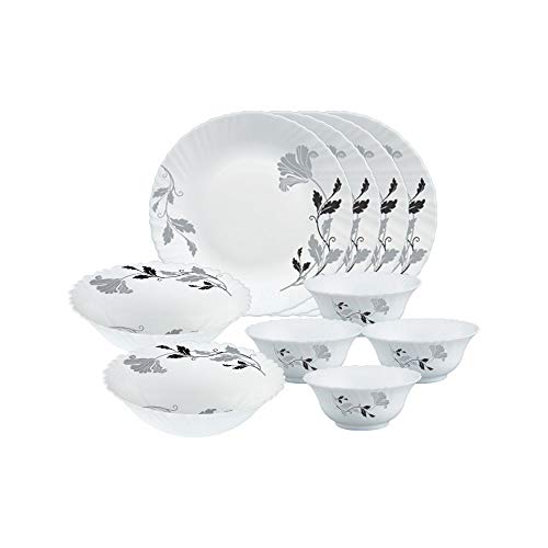 Larah by Borosil Millenia Opalware Dinner Set, 10 -Piece, White