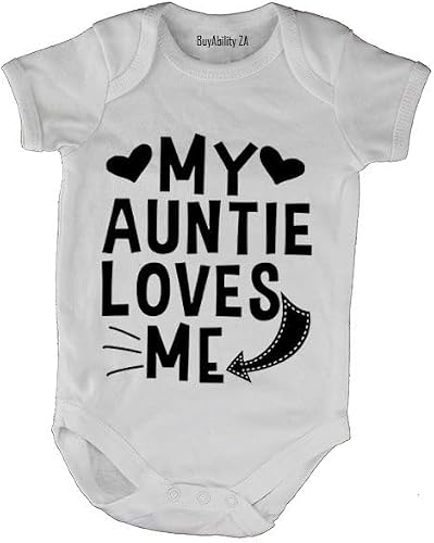 My Auntie Loves Me - Baby Grow 3-6 months White Short Sleeve