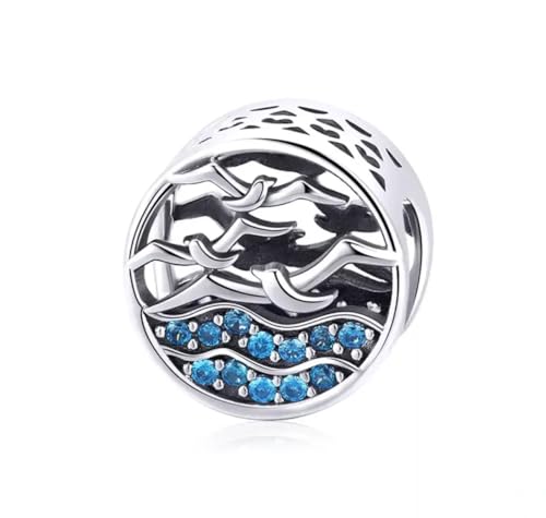 Abalorio de gaviota marina en plata de ley compatible con pulseras de dijes europeas