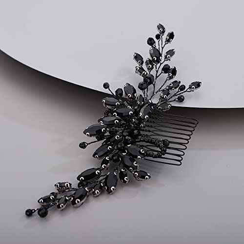 Beryuan Black Crystal Hair Comb For Women Prom Hair Comb Black Gothic Hair Clip For Girls Vintage Hair Comb For Wedding Pageant Prom Headpieces Style 2 #TOP3