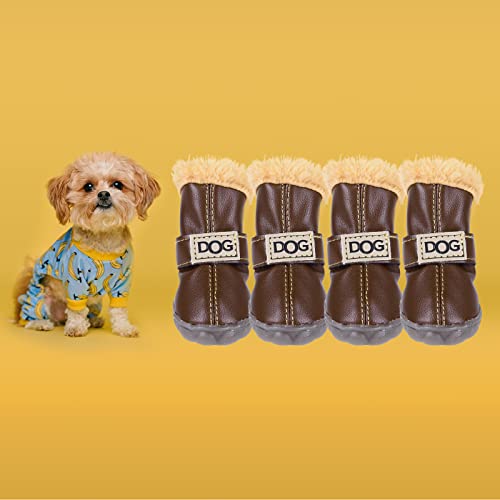 Zekoo Dog Shoes Australia Boots Pet Antiskid Winter Warm Skidproof Grains Wear-Resisting Sneakers Paw Protectors (2, Brown) #TOP5