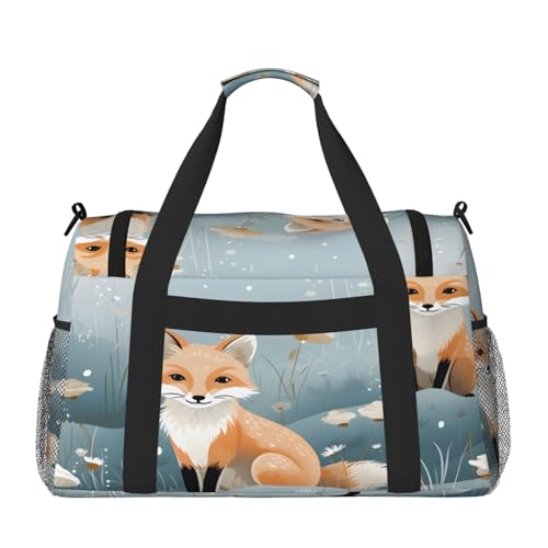 Forest Fox Travel Duffel Bag with Strap Multi Pockets Sports Bag Handbag Large Shoulder Bag for Gym Weekend Fitness Camping2