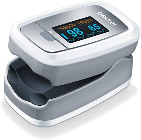 Beurer PO30 Fingertip Pulse Oximeter with 4 Color Display Formats, Lanyard, Protective Storage Bag, and Batteries – Blood Oxygen Saturation Monitor with Heart Rate, Oxygen Meter Finger Pulse Oximeter
