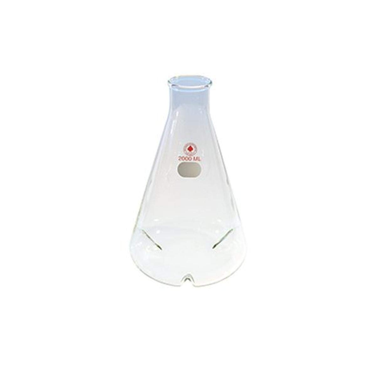 3889-29 Series Shake Flask, Beaded Neck, Side Baffles, #8 Cap Size, 2L Capacity