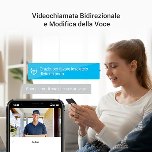 Campanello Digitale con Schermo Tattile a Colori da 4,3'' Videocitofono Senza Fili con Batteria Ricaricabile da 4600 mAh, Rilevamento del Movimento PIR, Audio Bidirezionale, Modello CP4 - Powerline - Immagine 5
