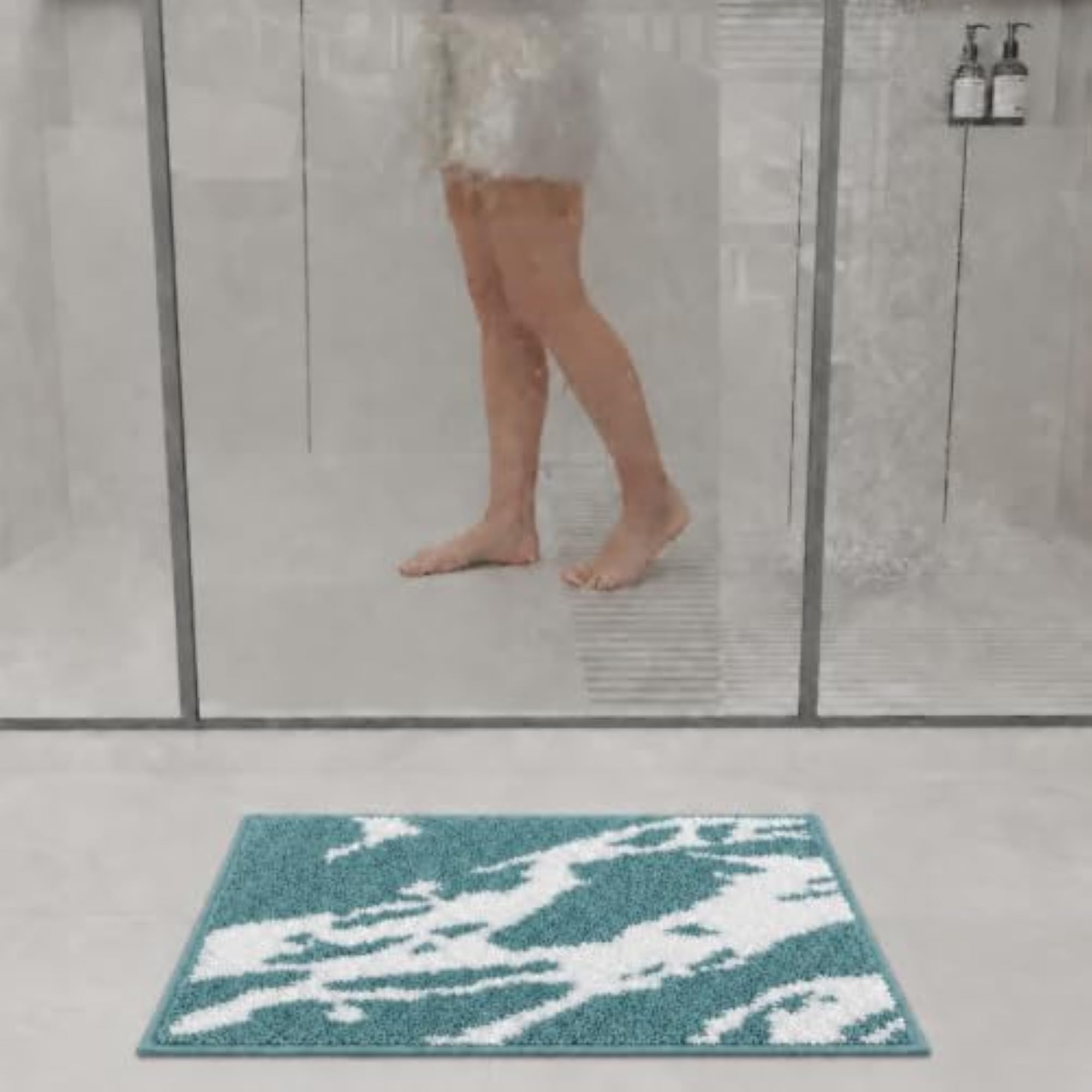 Pack of 2 Green Bathroom Rugs, Soft and Absorbent