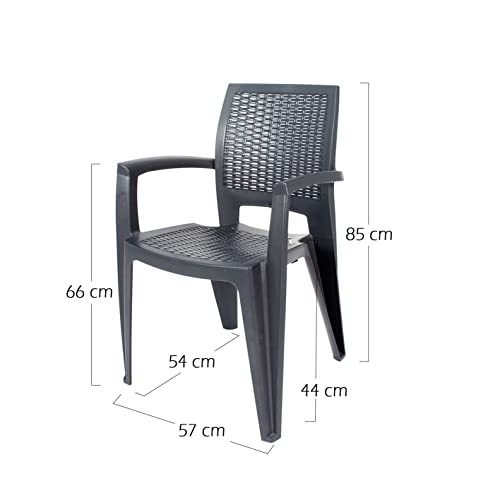 Mesa Viana rectangular y sillas de resina Caribe para jardín 6